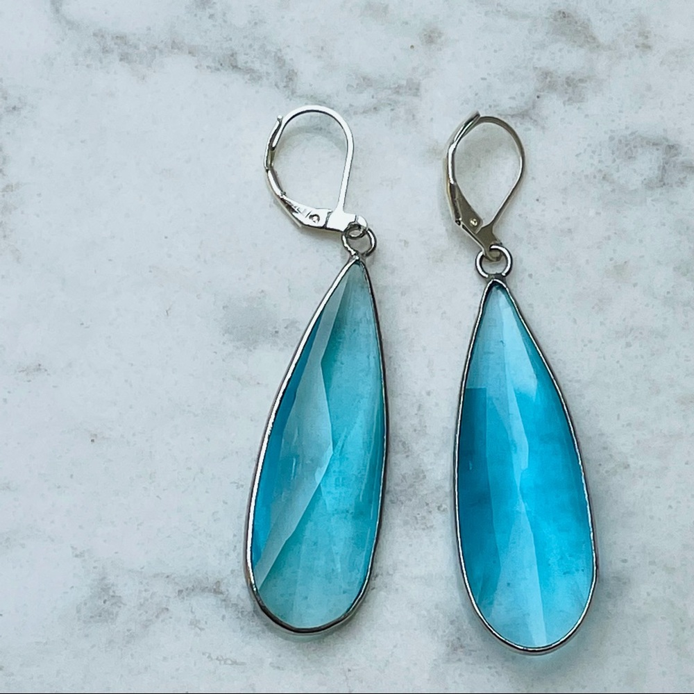 LUVLEIGH DESIGNS- Bright blue & silver earrings- handmade in CA